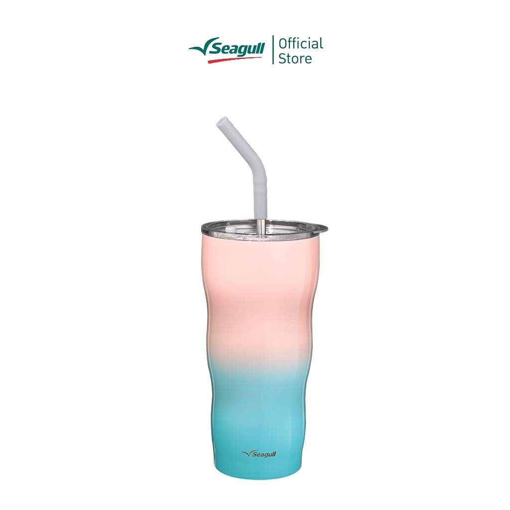 Seagull แก้วน้ำสุญญากาศ ไอศกรีม ขนาด 0.8 ลิตร (ชมพู-ฟ้า) Ice Cream Vacuum Mug แก้วเก็บความเย็น แก้วน้ำเก็บความเย็น
