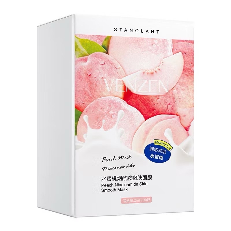 มาส์กหน้าแบบเจล Venzen ซอง 2กรัม สูตรพีชใบบัวบกวิตามินบี 3 ซึมฯง่าย