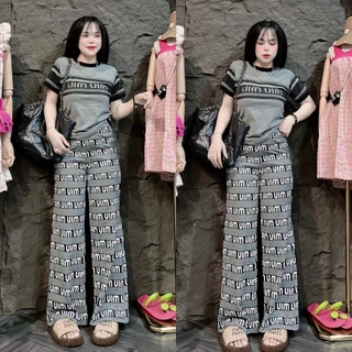 Mayura_Stores No.Set5252 ชุดเซ็ท2ชิ้น เสื้อแขนสั้น+กางเกงขายาวพิมพ์ลายU ชุดเซ็ท เสื้อผ้าแฟชั่น