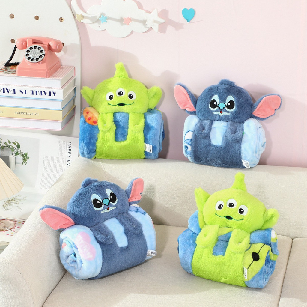 ส่งจากไทย🛸 Alien & Stitch Blanket ผ้าห่มพกพา ผ้าคลุม ลายกรีนแมน , สติช ผ้าคลุมตัว ใช้ในออฟฟิศ 42021