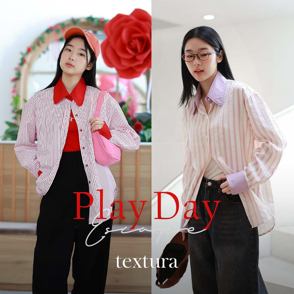 Play Day Shirt เสื้อเชิ้ต Oversized ดีไซน์เรียบ เนื้อผ้าระบายอากาศ ไม่ต้องรีด