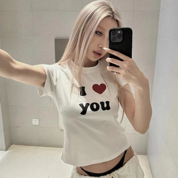 G01-04 เสื้อยืดสีดำ แขนสั้นพิมพ์ลายI LOVE YOU สุดน่ารัก แนวเกาหลี หลายไซส์ ผ้านิ่มสวมใส่สบาย ใส่ได้ทุกโอกาส ราคาถูก