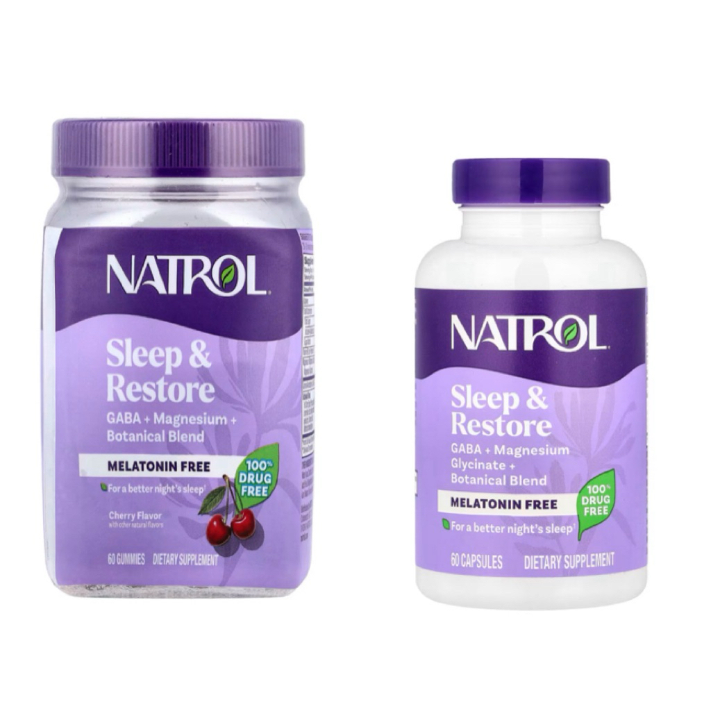 พร้อมส่ง Natrol Sleep&Restore gummies cherry 60gummies and 60 capsules กัมมี่ผ่อนคลาย รสเชอร์รี่