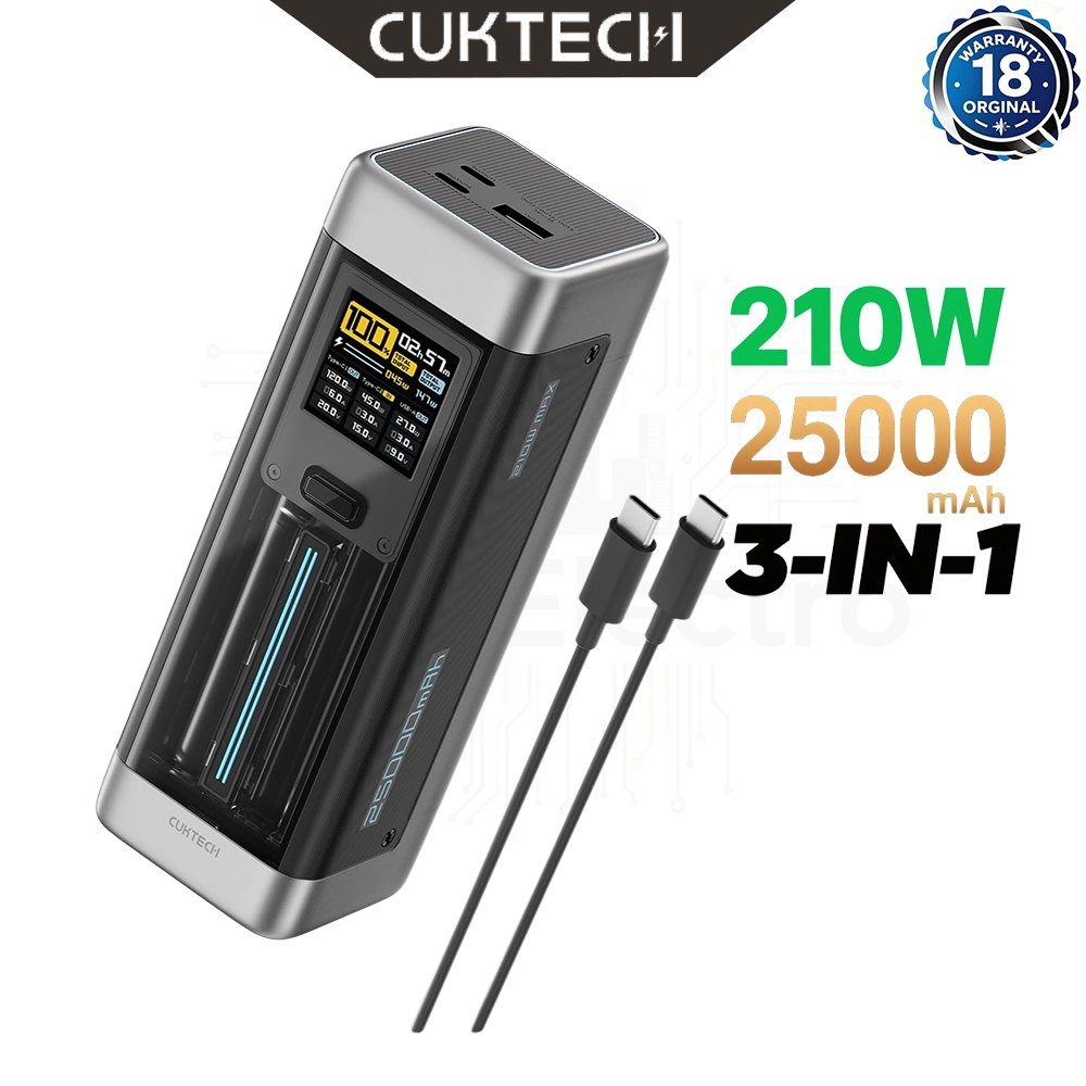 cuktech Powerbank No. 20 25000mAh P23 210W 140W Set Output 3 Port Portable Charger