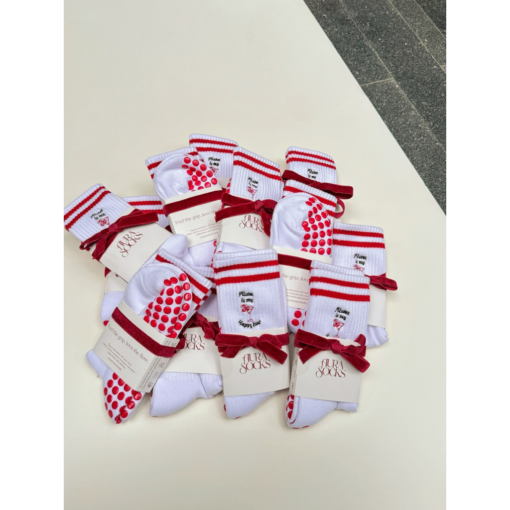 Aura Socks - Pilates Happy Hour Grip Socks for Pilates, Yoga, Barre, Lagree