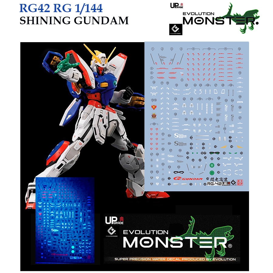 ดีคอลน้ำ [MONSTER] RG 42 s RG 1/144 SHINING GUNDAM WATER SLIDE DECAL FLUORESCENT RG42