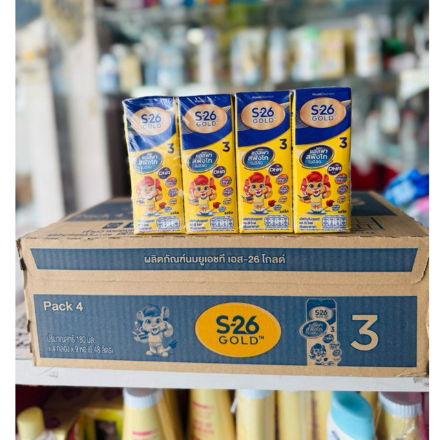 นมกล่อง เอส 26 ยูเอชที โกลด์ สูตร 3 แพ็ค 2 ลัง(72กล่อง) ยกลังS-26 Gold UHT