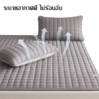 แผ่นรองนอนผ้าฝ้าย100% แผ่นรองที่นอน แอนตี้แบคทีเรีย ระบายอากาศดี หนานุ่มสบาย กันลื่นแรง ผ้ารองนอนเย็นสบายหน้า 3/4/5/6ฟุต