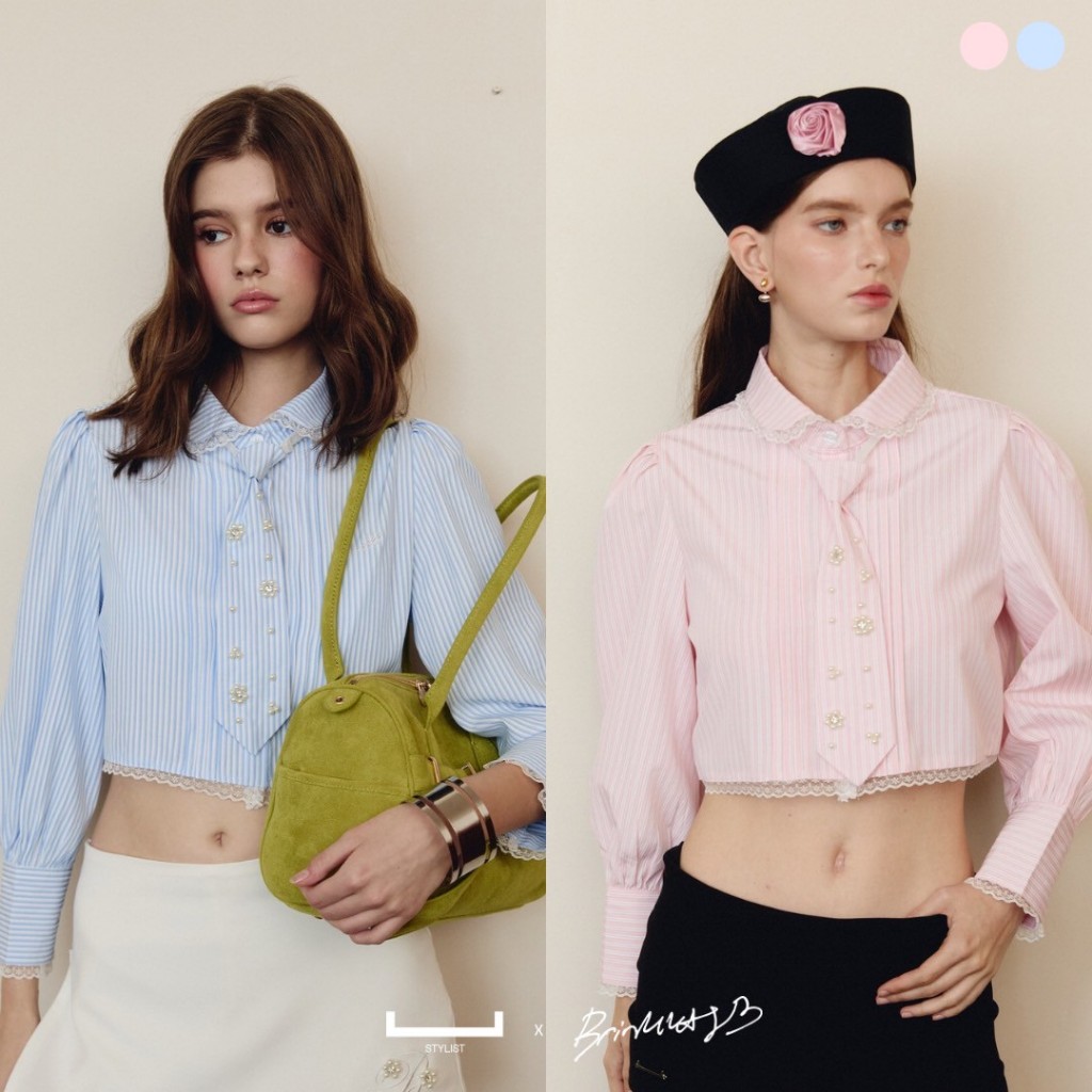 ( Ready to ship ) STYLIST x Brinkkty - Amie Shirts 001 เสื้อเชิ้ตแขนยาว ทรงครอป