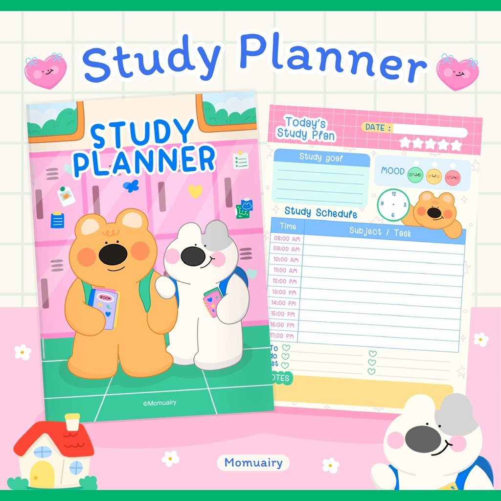 Study Planner สมุดวางแผนการเรียน ขนาด A5 แถมสติ๊กเกอร์สุ่มลายฟรีทุกเล่ม