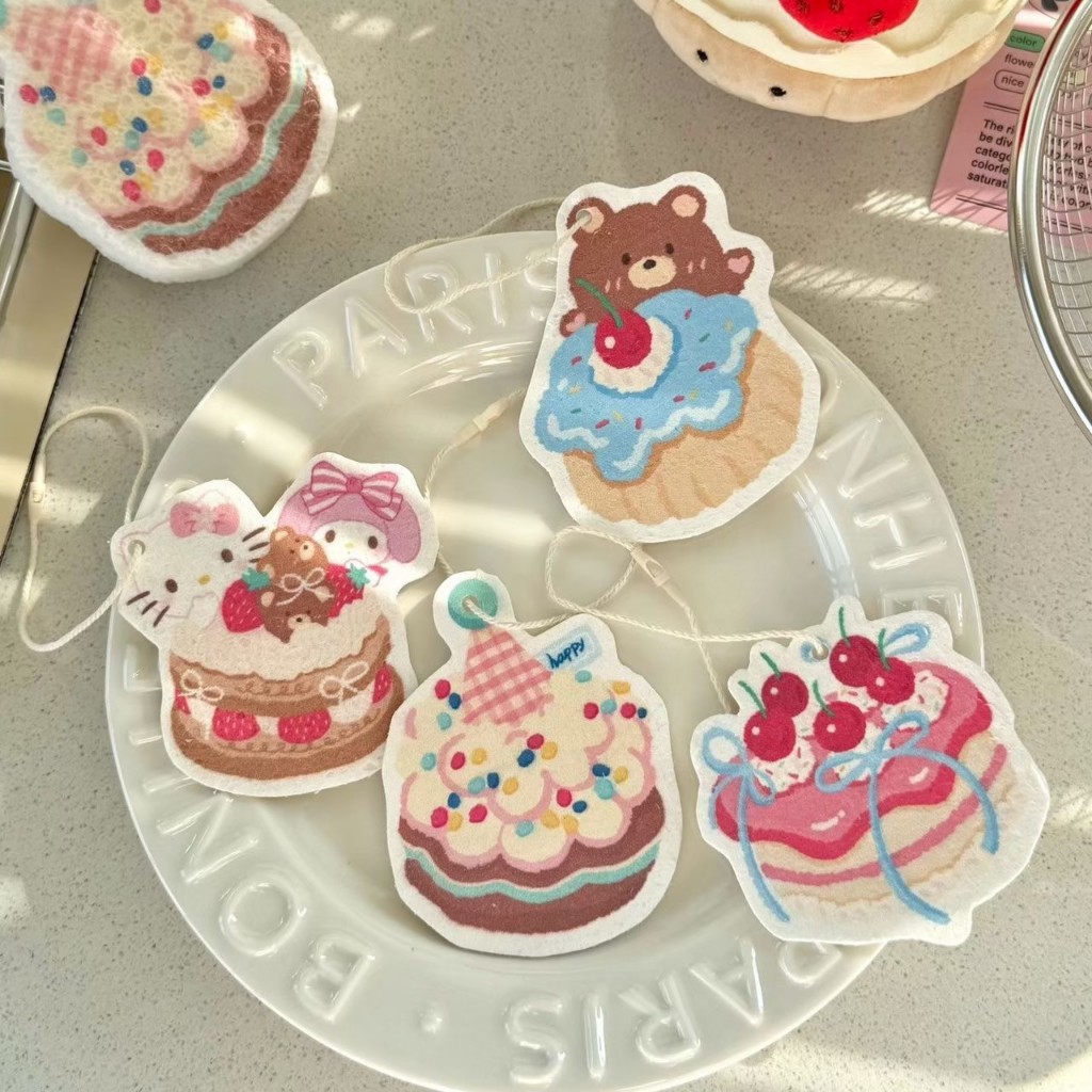 ส่งจากไทย🍓 Dishwashing Sponge ฟองน้ำเยื่อไม้ไผ่ ล้างจาน Sweet Café ฟองน้ำ ใยขัด รูปทรง ขนมหวาน - รูปที่ 6