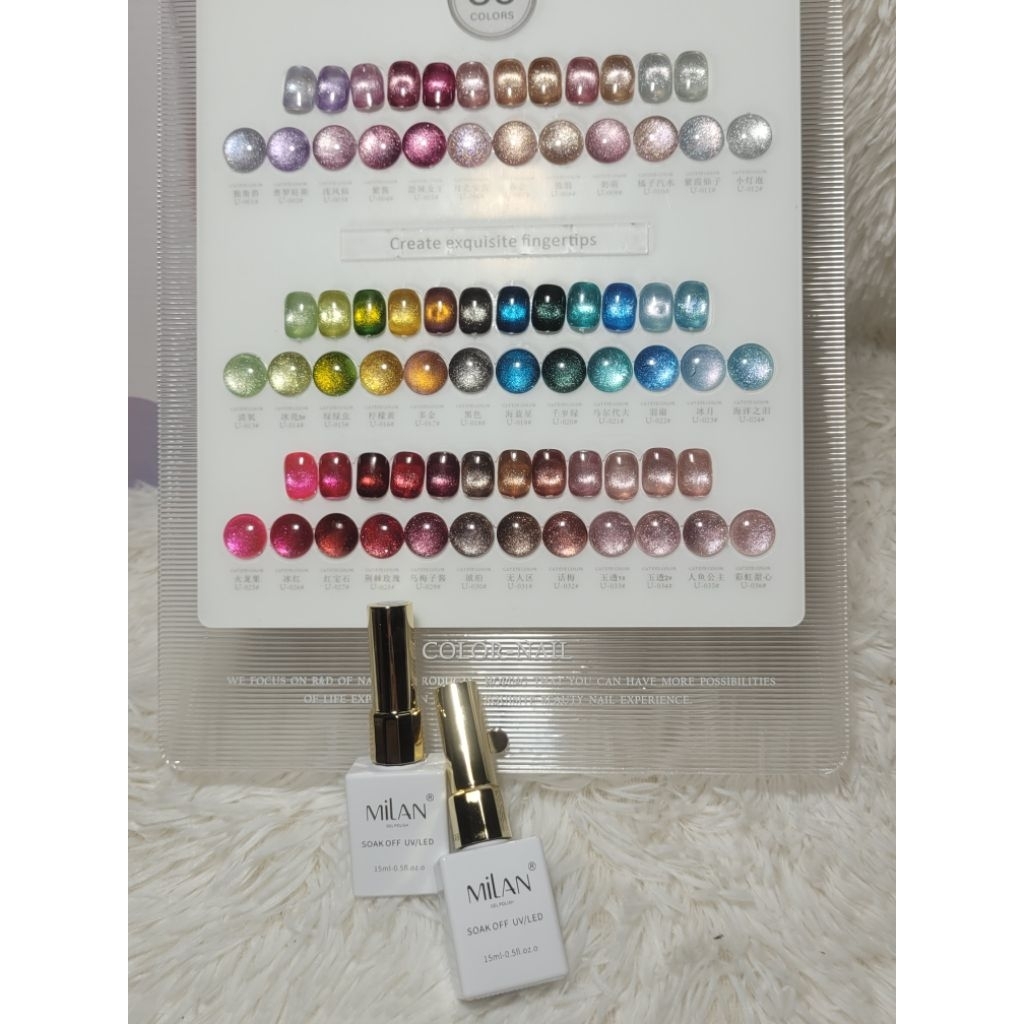 พร้อมส่วในไทย ชุด 36 สีลุกแก้วแคทอาย แบรนด์ Milan (ขนาด 15ml) สีแน่นสวยมากๆค่ะ 1pvc