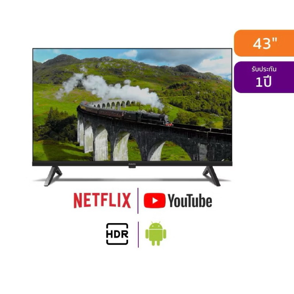 PHILIPS ทีวี 6500 series Android TV 43 นิ้ว FHD LED รุ่น 43PFT6509/67 ปี 2024