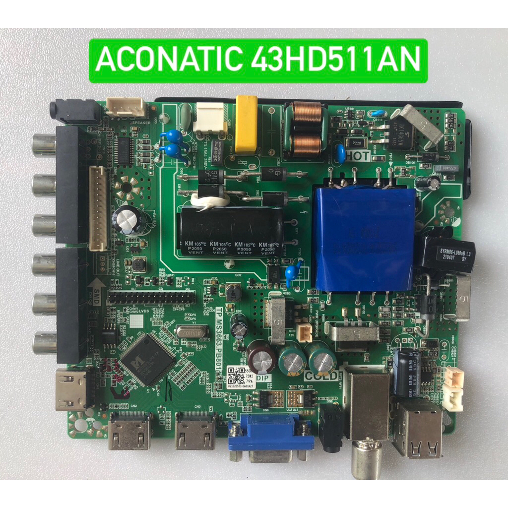 เมนบอร์ด ACONATIC 43HD511AN พาร์ท TP.MS3663.PB801 สินค้าถอดมือสอง  สภาพพร้อมใช้งาน