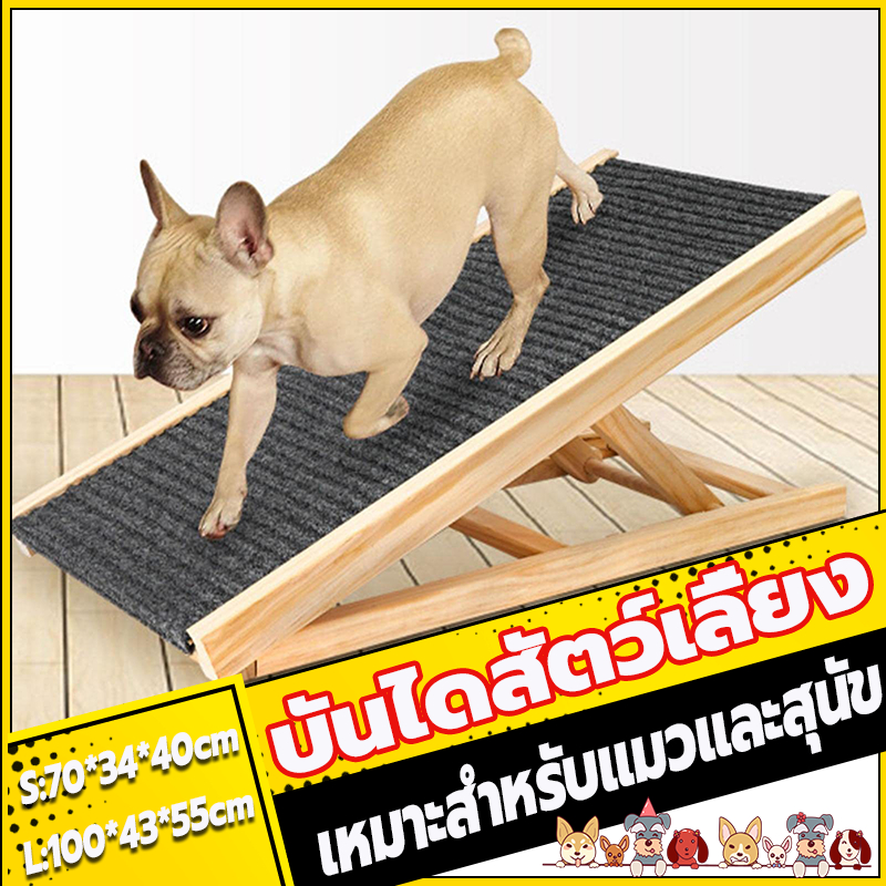 บันไดสัตว์เลี้ยง บันไดสำหรับสัตว์เลี้ยง นไดสุนัขพับได้ บันไดหมา ปรับความสูงได้ ความลาดชัน กันลื่นกันรอย