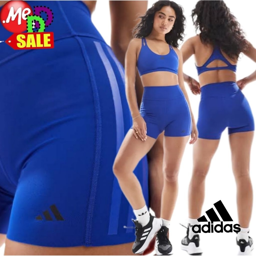 Adidas - ใหม่ กางเกงรัดรูป เทรนนิ่ง เอวสูง Optime 3-Stripes High-Rise Short IK5482 IK5480 JG6144 JX2