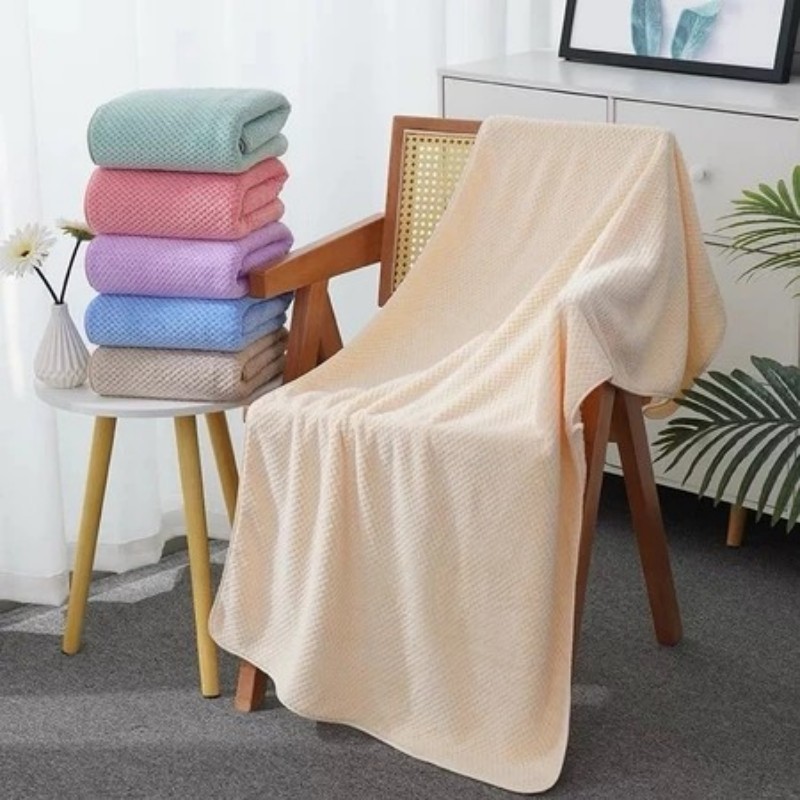 【170*90ซม.】ขนแกะปะการัง ผ้าเช็ดตัว ผ้าขนหนูรังผึ้ง สามารถใส่อาบน้ำได้ สีพื้น นุ่มไม่บาดผิว ผ้าขนหนูอาบน้ำ ใหญ่ หนา นุ่ม - รูปที่ 5