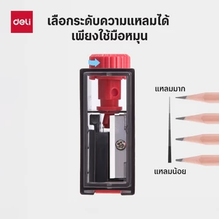 กบเหลาดินสอ Deli รุ่น 68660 ที่เหลาดินสอ แบบพกพา มีฝาเลื่อนเปิดปิด ใช้งานง่าย (คละสี 1 ชิ้น)