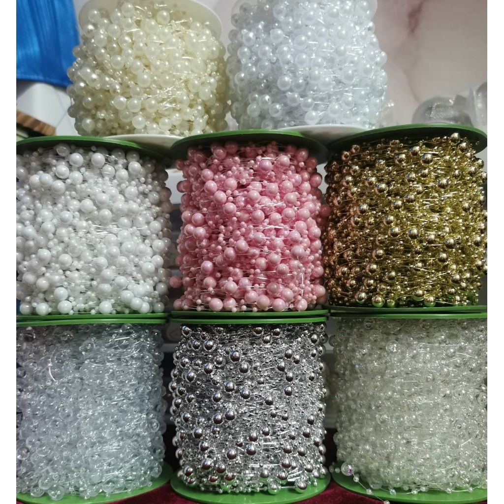 SS01*พร้อมส่ง*มุกเส้น 3+8 มม. มุกเส้นเอ็น ขายเป็นเมตร 1 เมตร (100ซม.)