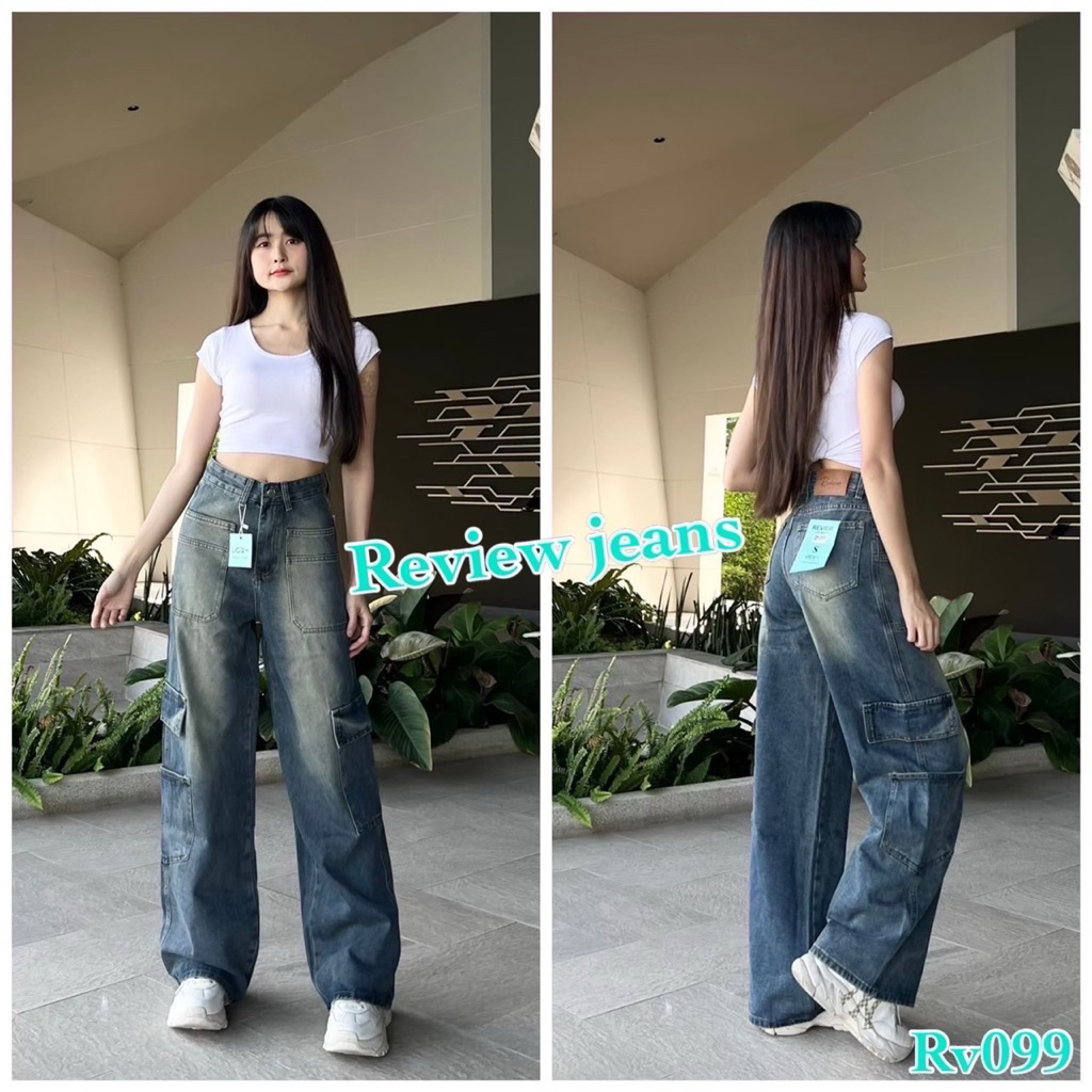 Review Jeans กางเกงยีนส์ผู้หญิงทรงกระบอกใหญ่ ผ้านิ่ม นุ่มใส่สบาย
