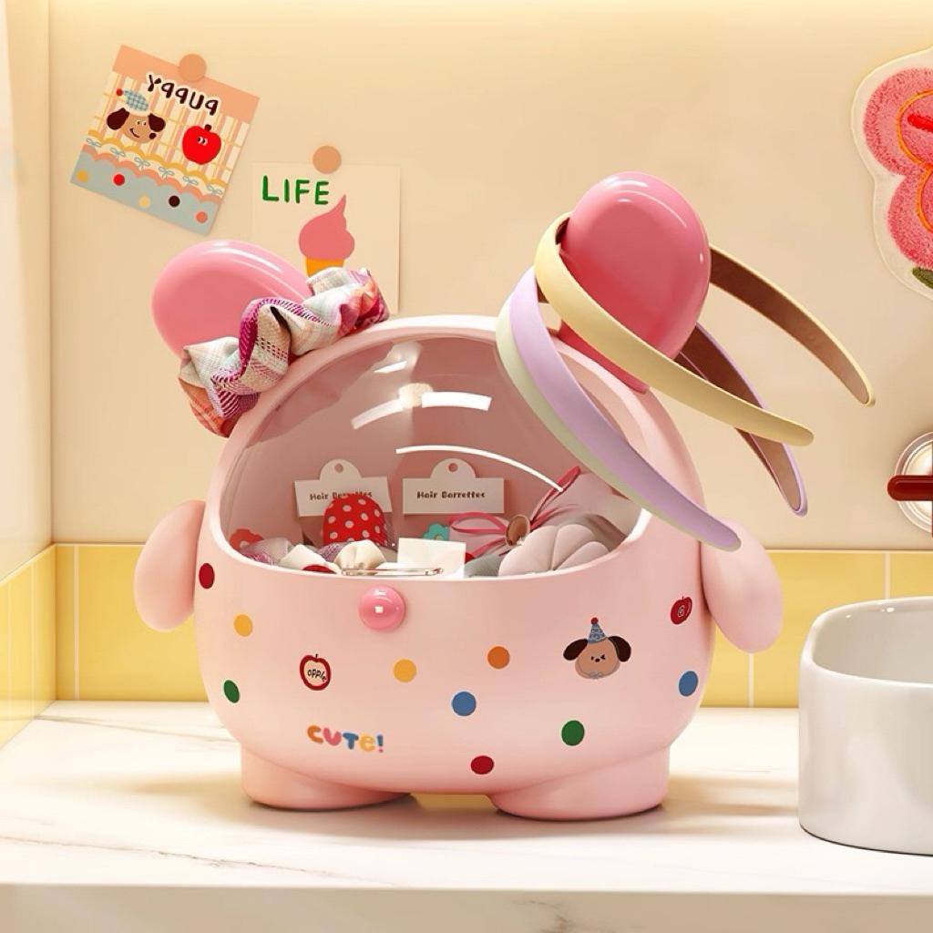 🇹🇭ถังจัดระเบียบโต๊ะ กล่องเก็บของตั้งโต๊ะความจุสูง รุ่นกระต่าย กันฝุ่นพร้อมฝาปิด ที่เก็บเครื่องเขียน - รูปที่ 2