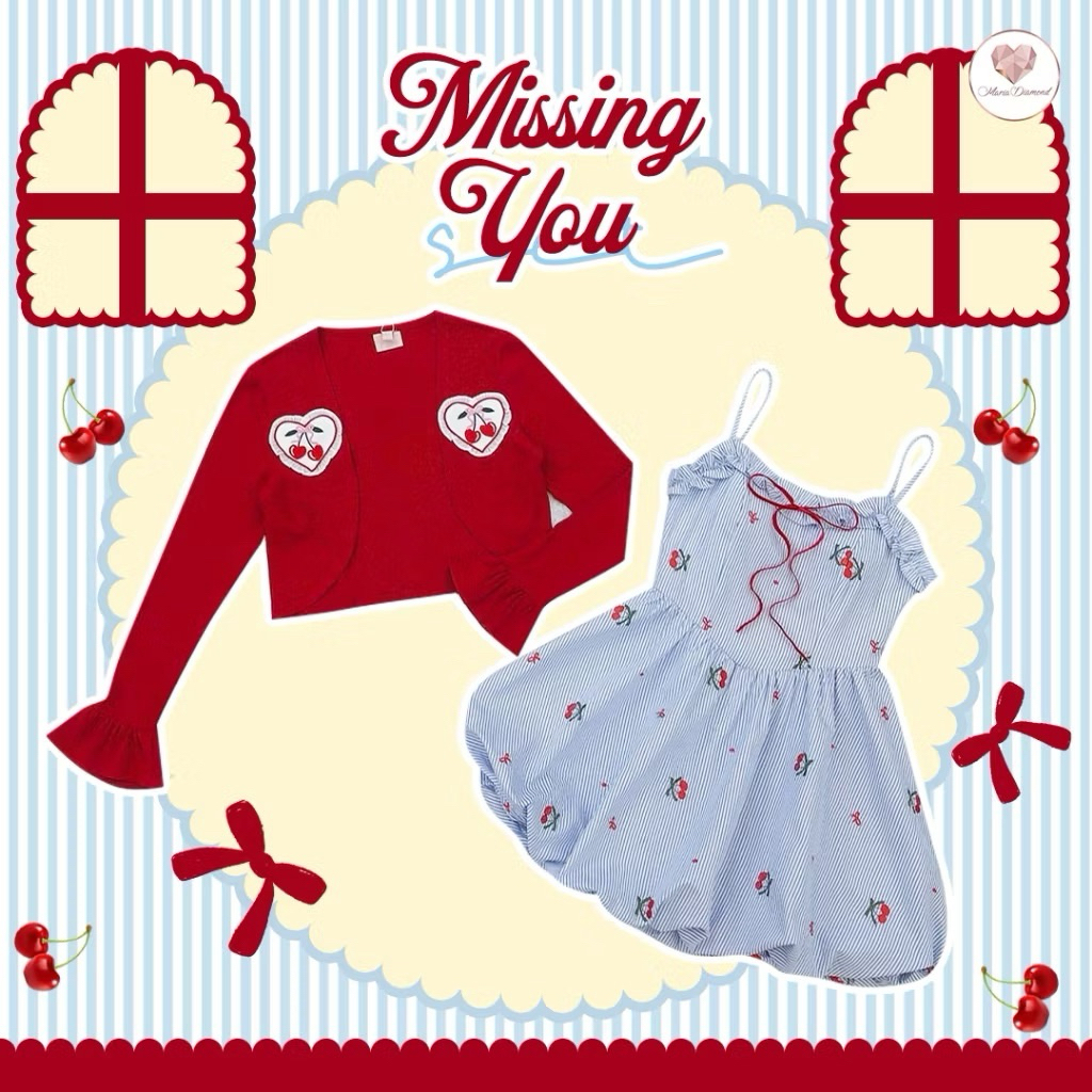 งานมือสอง (ใส่ครั้งเดียว)Maria Diamond Missing You Set เซ็ต 2 ชิ้น เดรสกระโปรง+เสื้อคลุม