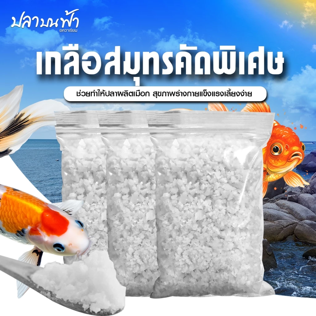 เกลือทะเล (ขนาด 3 กิโลกรัม) เกรดสะอาดใส่ตู้ปลา เกลือใส่บ่อปลา เกลือสมุทร เกลือใส่ปลา บรรจุถุงซิบล็อคใช้งานง่าย