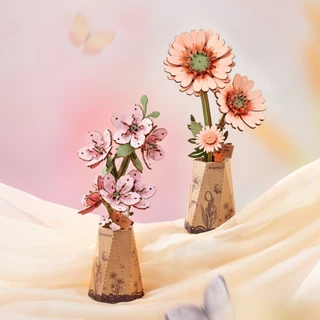 Rolife Rowood DIY Wooden Flower ดอกไม้ DIY ประกอบง่าย | ตัวต่อไม้ ดอกไม้ ของแต่งบ้าน ชุดโมเดลตัวต่อไม้ ของเล่นตัวต่อ