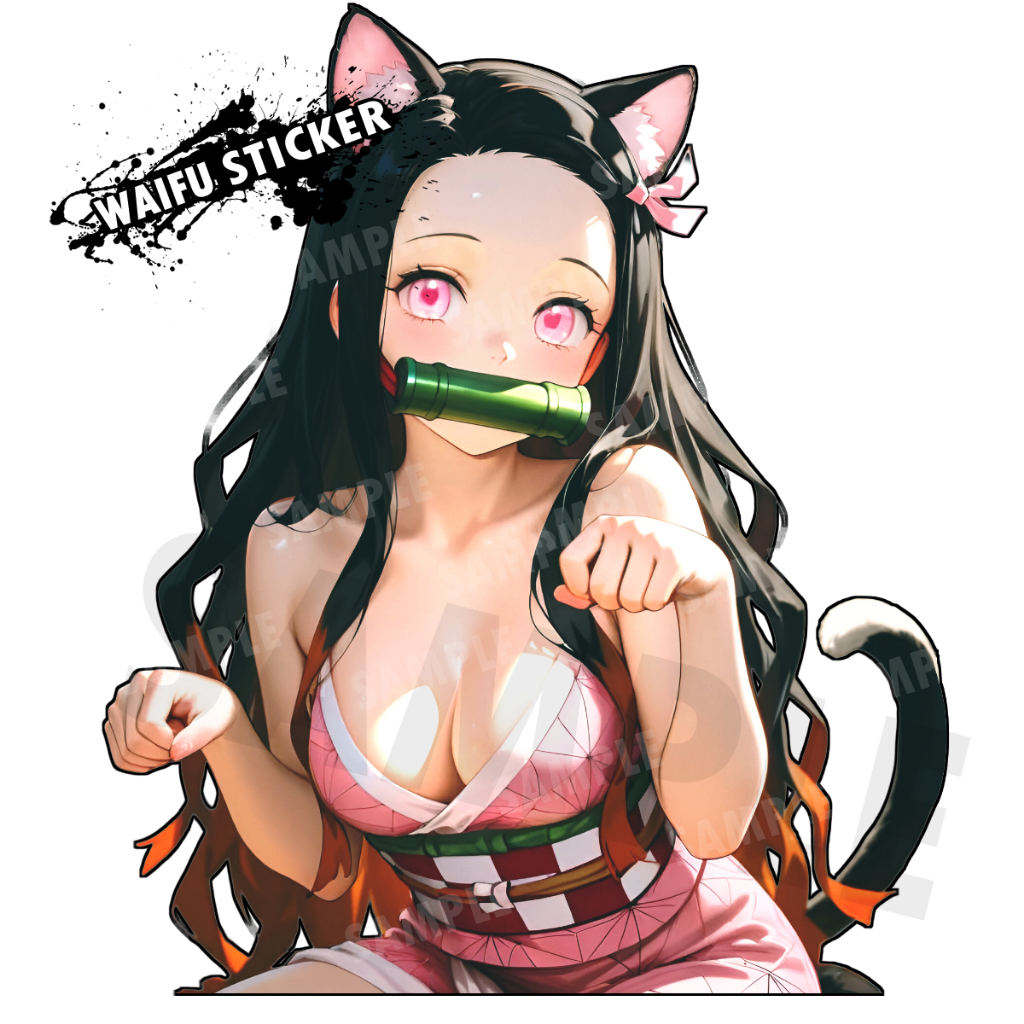 Nezuko Kimetsu no Yaiba สติ๊กเกอร์ ตกแต่ง เนซึโกะ คามาโดะ ดาบพิฆาตอสูร เนซึโกะแมวน่ารัก