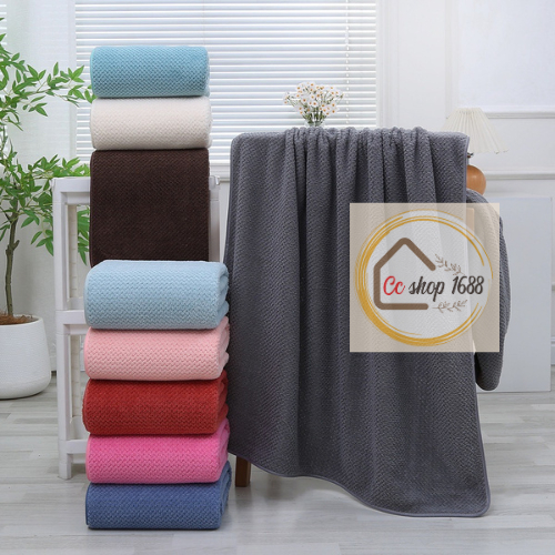 ผ้าเช็ดตัว ผ้าขนหนูลายรังผึ้ง เย็บขอบอย่างดี【 ขนาด 70x140 cm. 】พร้อมผูกโบว์ นุ่มสบาย ไม่บาดผิว ซับน้ำได้ดี แห้งเร็ว
