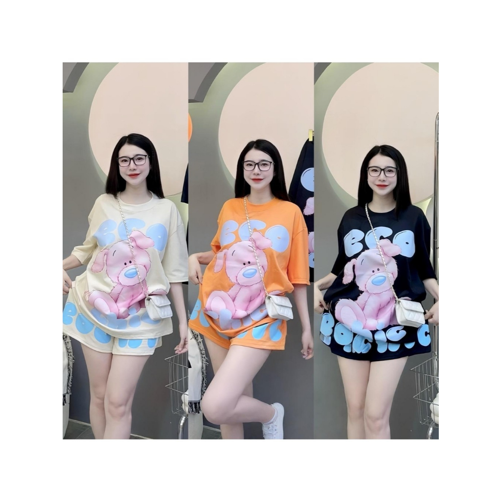 No.Set777 ชุดเซ็ท พิมพ์ลายน้องหมีชมพู ชุดเซ็ท เสื้อผ้าแฟชั่น 🌟ส่งจากไทย🌟