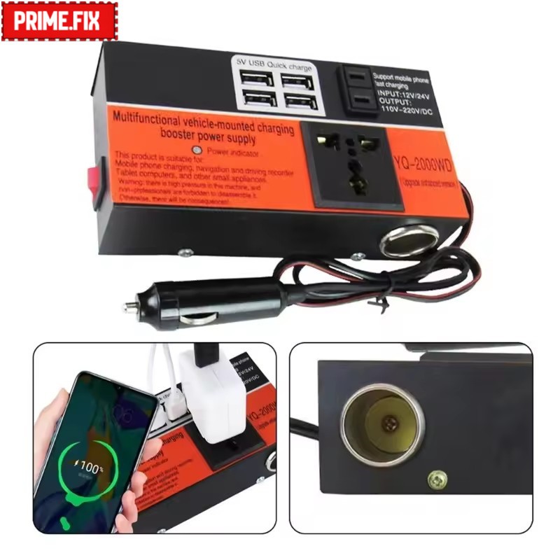 🔥กรุงเทพ✅อินเวอร์เตอร์ สลับอัตโนมัติ1500Wตัวแปลงไฟในรถให้เหมือนไฟบ้าน แปลงไฟ DC12V 24Vเป็นAC 220V ไฟฟ้าแบบพกพา