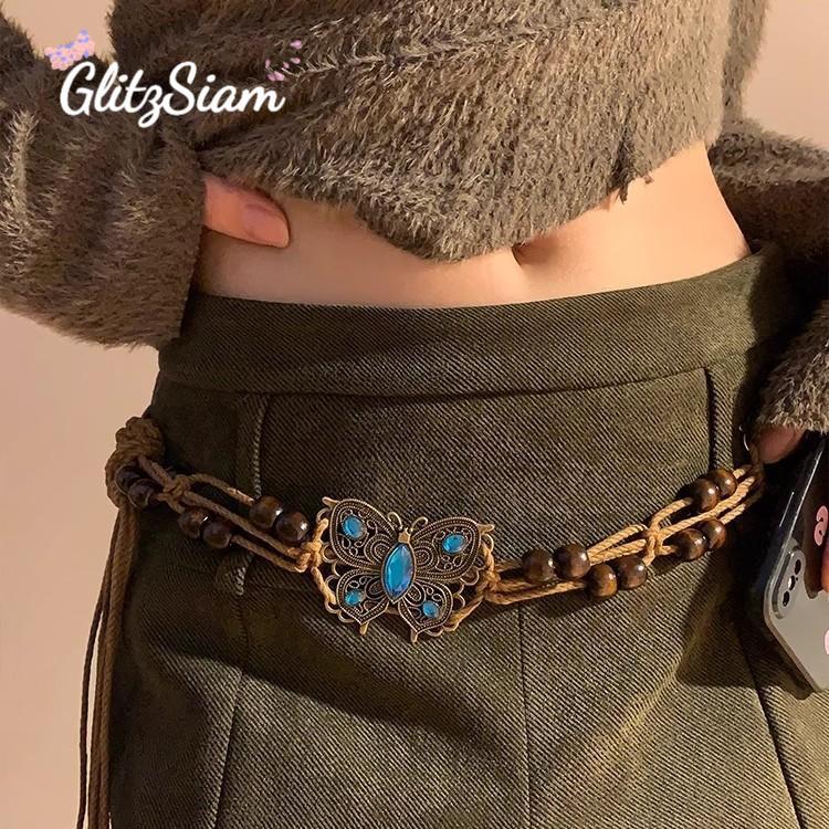 Glitzsiam🦋🦋เข็มขัดผีเสื้อวินเทจ สร้อยคอลูกปัดสไตล์ชาติพันธุ์ หลากหลายสไตล์ สไตล์เฉพาะกลุ่ม ราคาส่ง.