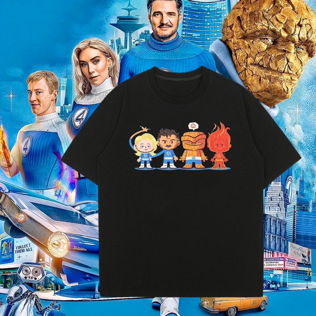 Baju T-Shirt The Fantastic Four : First Steps Movie Superhero Pedro Pascal Plays Reed Richards Pure 