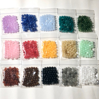 ลูกปัดพลาสติกกลมลายหินอ่อน ขนาด6mm.50ชิ้น พร้อมส่งจากไทย