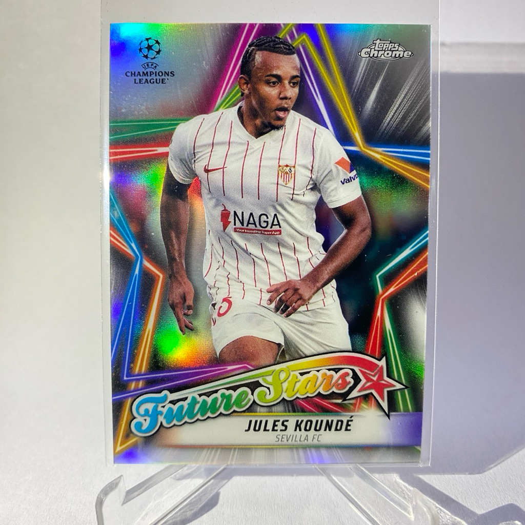 การ์ดนักฟุตบอลสำหรับสะสม JULES KOUNDE, SEVILLA, FUTURE STARS , TOPPS CHROME 2022