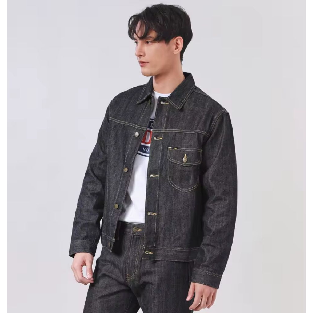LEE RIDER (ริมแดง) RAW DENIM One Pocket แจ็คเก็ตยีนส์ ผ้าดิบ 13oz.ผลิตในไทย แบรนด์แท้ ราคา 3,790฿