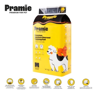 [แพ็ค2] Pramie Premium Charcoal Training Pad: Size M 45x60cm แผ่นรองซับฝึกขับถ่ายผสมชาโคล