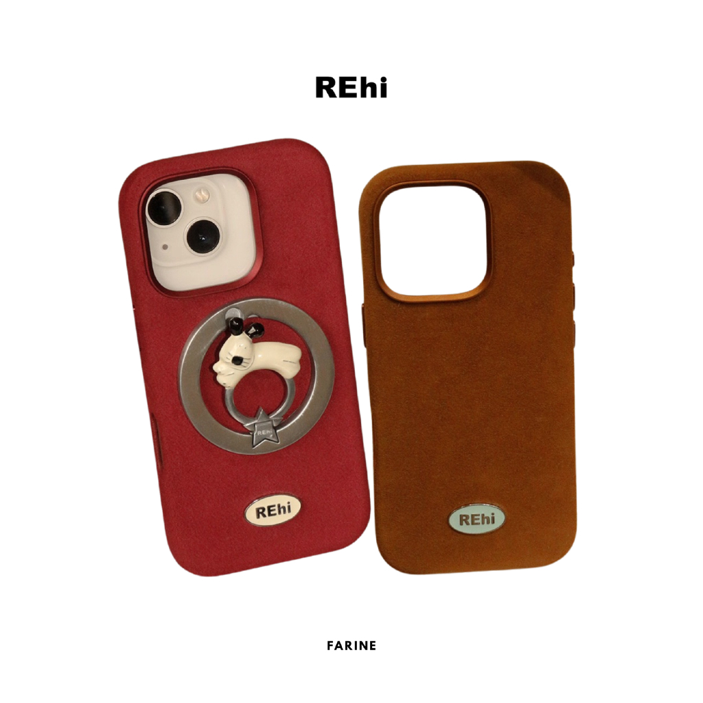(PRE-ORDER) farine.co - REhi suede magnetic case เคสหนังกลับพร้อมแม่เหล็ก iPhone 14 Pro Max-16 Pro M