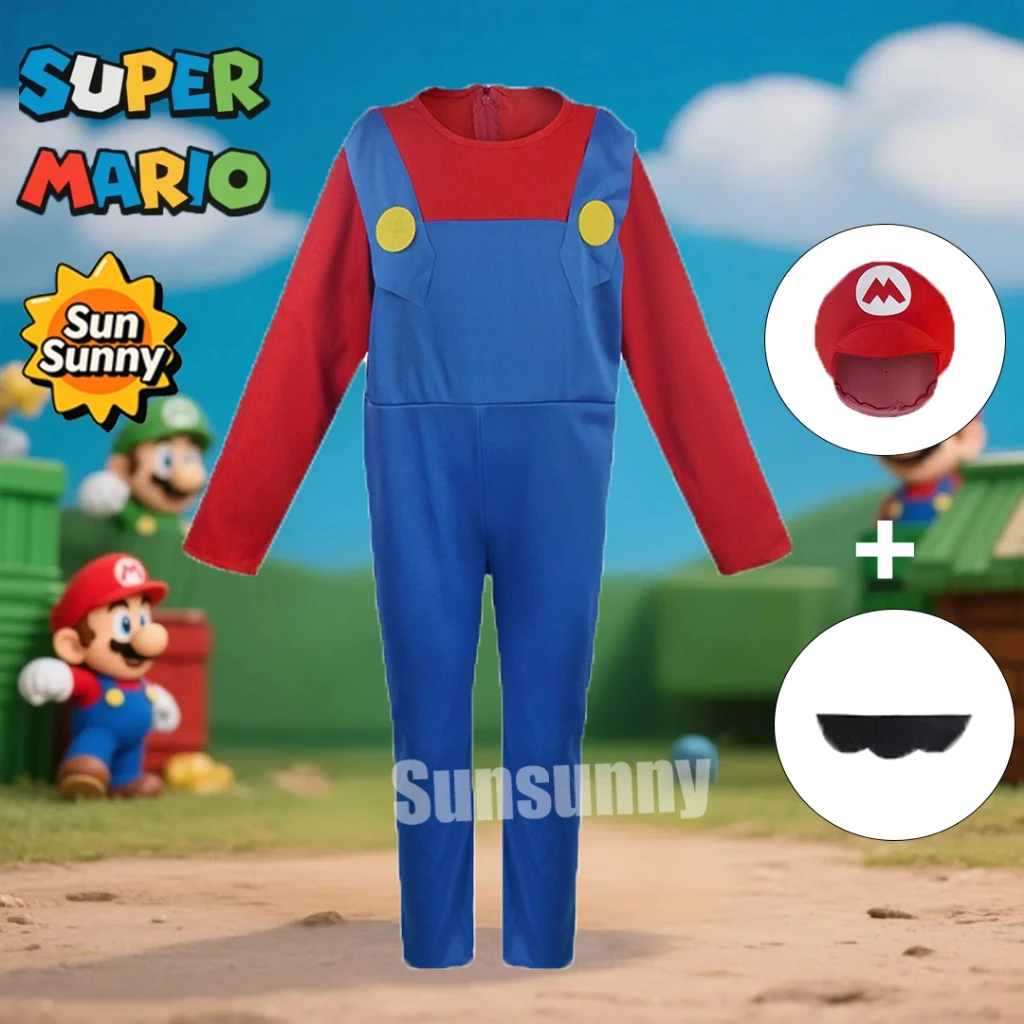 เครื่องแต่งกายเด็กซูเปอร์มาริโอ Super Mario Costume คอสเพลย์ แสดงการ์ตูนคริสต์มาส ชุดครอบครัว  เสื้อผ้าครอบครัวฮาโลวีน thumbnail 4
