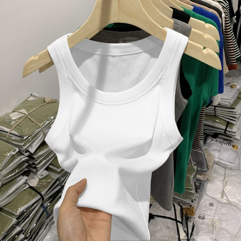 เสื้อกล้ามรุ่นW888 ไม่มีบราไม่มีฟองน้ำในตัว เสื้อกล้ามลำลอง เสื้อกล้ามแขนกุด สีพื้นเปิดไหล่ นุ่มและใส่สบาย เสื้อผู้หญิง - รูปที่ 5