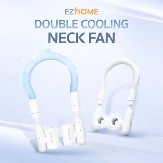 EZhome Double Cooling Neck Fan พัดลมคล้องคอ พัดลมคู่ ปรับได้ 3 ระดับ หมุนได้ 360° สายคล้องมีเจลเย็นในตัว