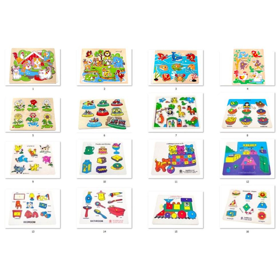 หมุดภาพ ,จิ๊กซอ ภาพตัดต่อ สัตว์ ดอกไม้ ยานพาหนะ ห้อง รูปทรง ,ของเล่นเสริมพัฒนาการ , พร้อมส่ง ผลิตในไทย มีมอก