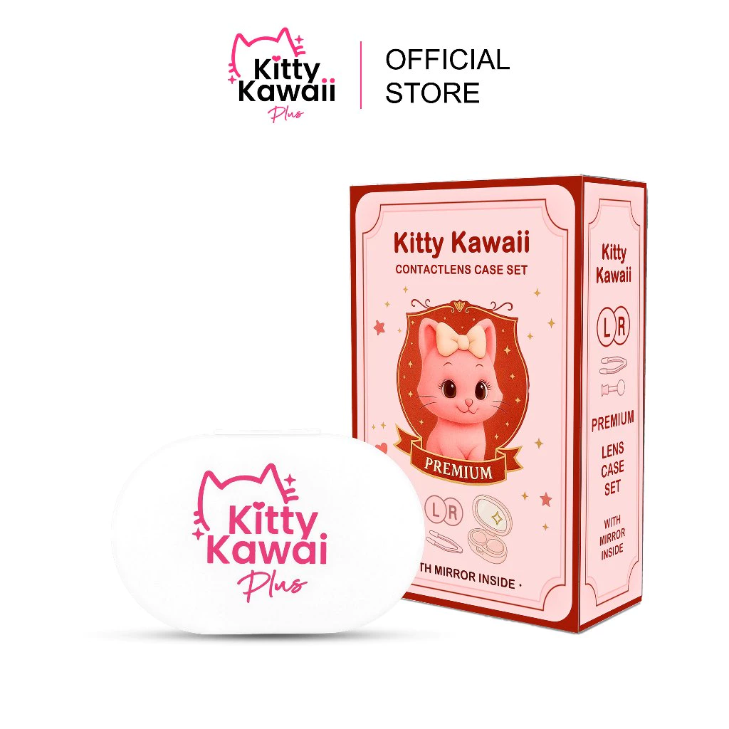 Kitty Kawaii - กล่องเคสคอนแทคเลนส์ Premium แบบรายเดือน และรายวัน (กล่องแดง)