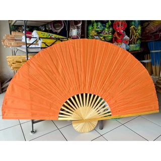 พัดไม้ไผ่ พัดผ้าแพร ไซส์ใหญ่ 24“ และ 35”