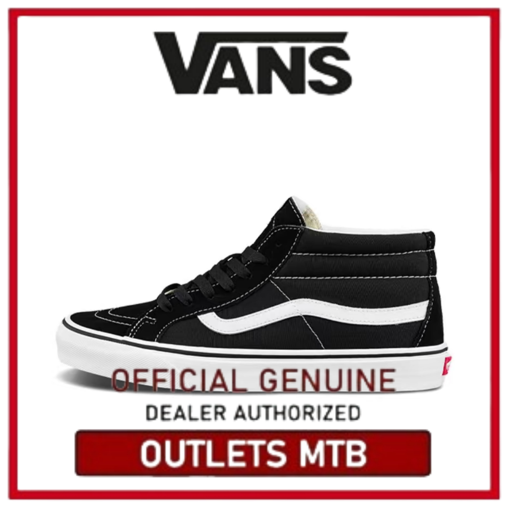 Vans SK8 MID REISSUE for women and men black white Mid-top Canvas Shoes