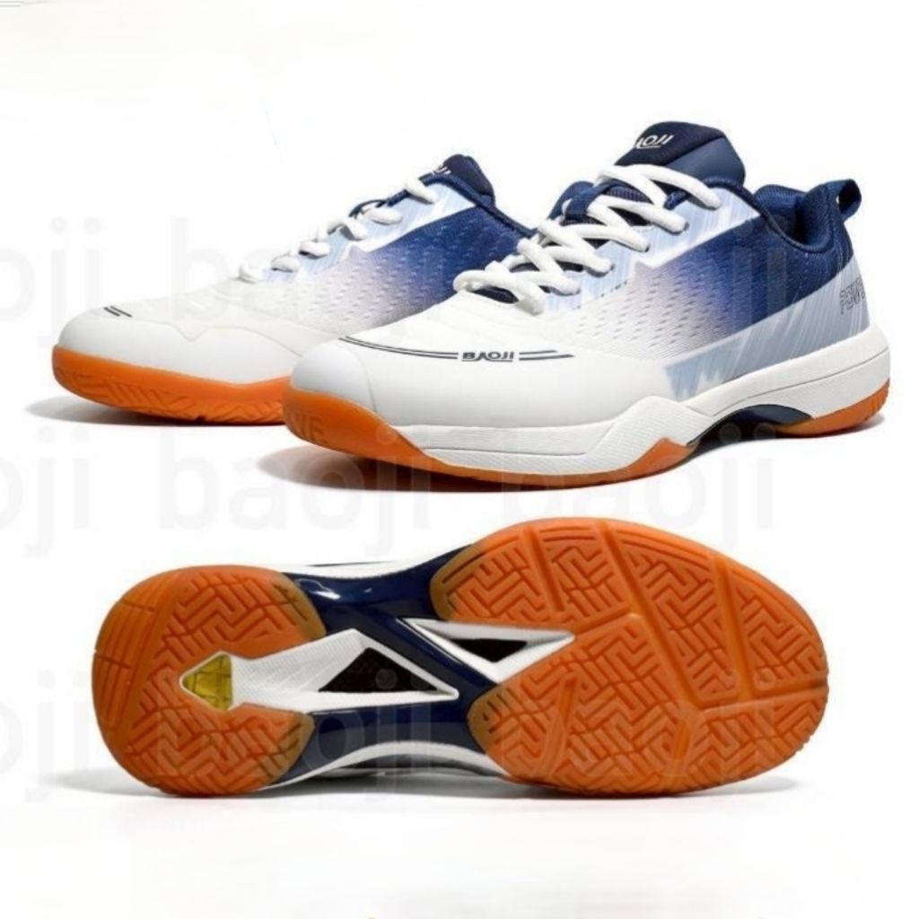 ไซส์ 41-45 รองเท้าแบดมินตันผู้ชาย Baoji พื้นยางดิบ พื้นชั้นกลางไฟล่อนนุ่มรับแรงกระแทก