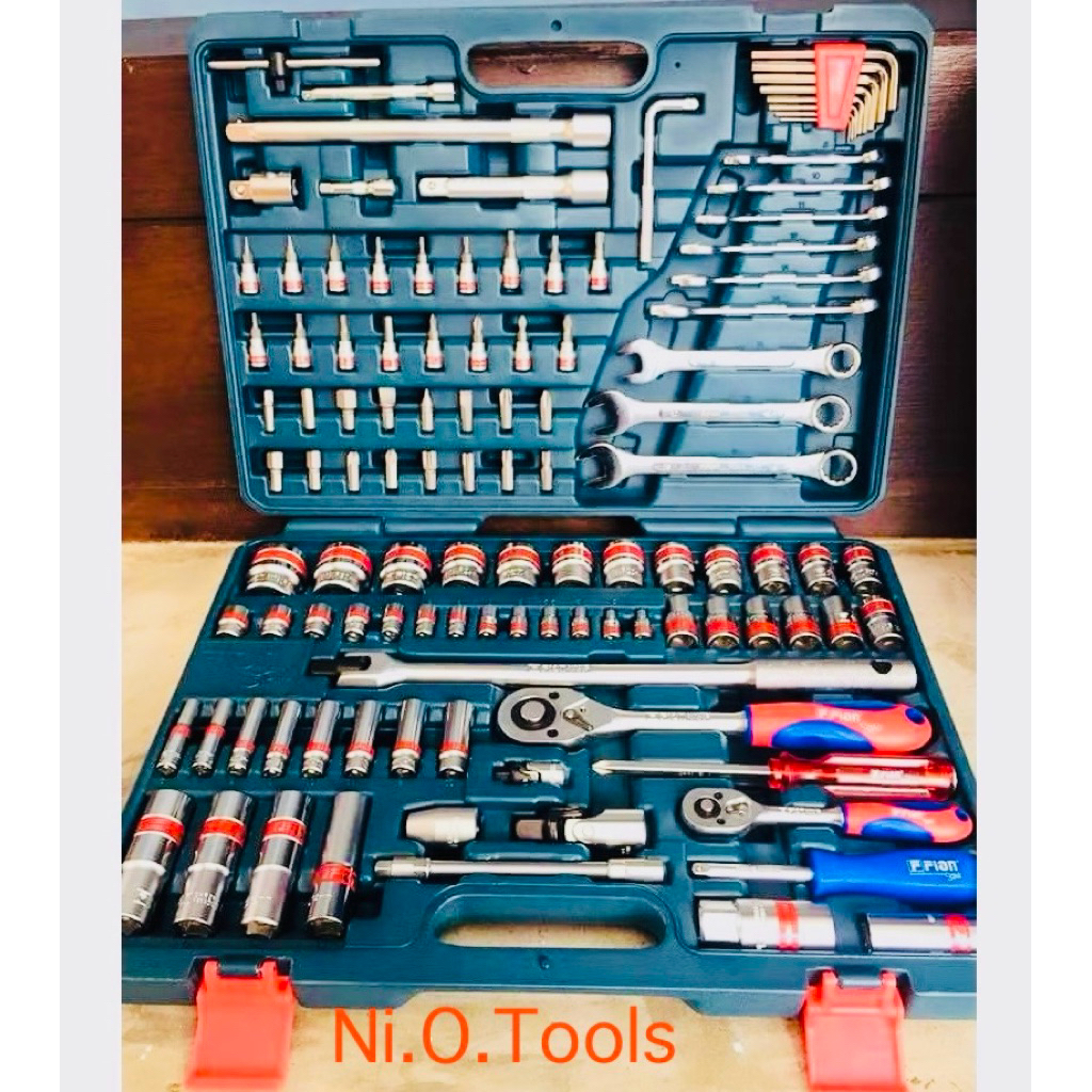 FION STAR บล๊อกชุดใหญ่ 112ชิ้น บล็อกชุดใหญ่ 1/2" & 1/4" ชุดเดียวเอาอยู่ จบทุกงานช่าง ชุดบล็อก112FION