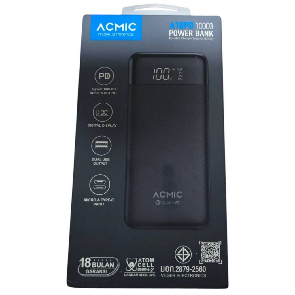 ACMIC W1056 Powerbank 10000mAh พาวเวอร์แบงค์ จ่ายไฟ Output ช่อง USB A สินค้าค้าง stock