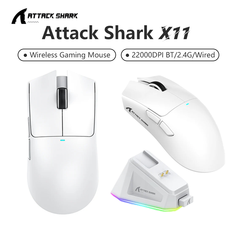 พร้อมส่ง⚡ATTACK SHARK X11 เมาส์บลูทูธไร้สาย Paw3311 22000DPI เมาส์สำหรับเล่นเกม 3โหมด บลูทูธType-C